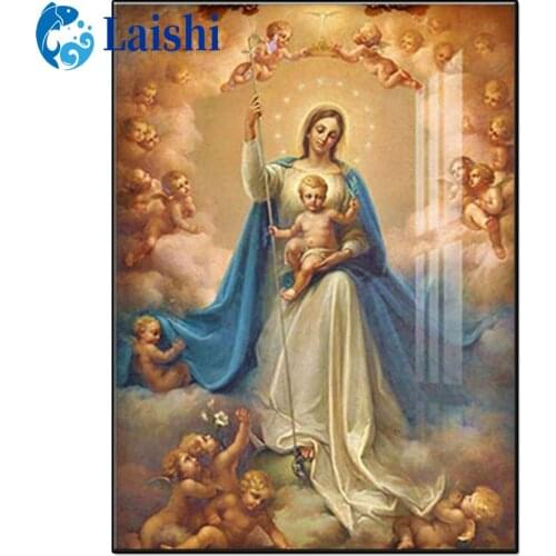 Diamond Painting Religious decoration, the Virgin and her children Full Square Diamond Embroidery Mosaic Cross Stitch Home Decor