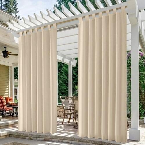 Blackout Outdoor Curtains Panel Waterproof Window Curtain Thicken Patio Tap Top Drapes for Garden Pergola Door Porch Foyer