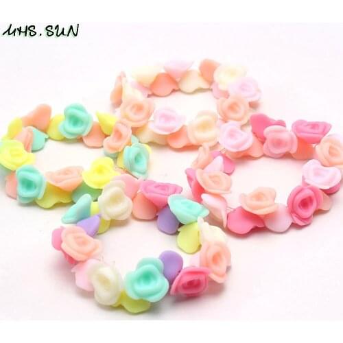 MHS.SUN Spring Newest Colorful Flower Elastic Bracelets For Baby Girls Fashion Beads Bracelets Jewelry Adorable Style 4Pcs