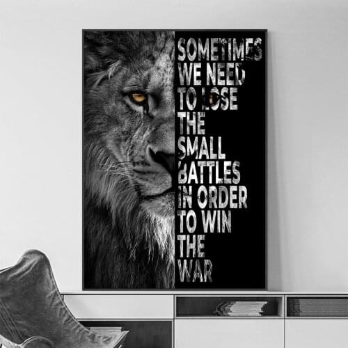 Black White Animal Lion Quotes Poster Modern Abstract Canvas Painting Wall Art Print Decorative Picture Living Room Home Decor