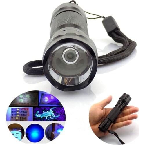 UV Flashlight Rechargeable High Power UV Linternas Ultraviolet Flash Torch Light Lamp Purple Color Led 395NM For Money Detector