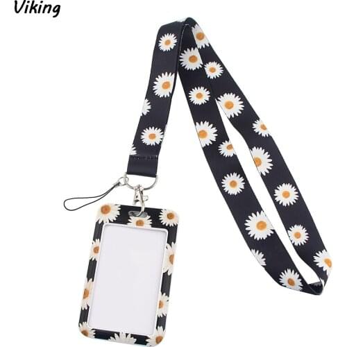 G1534 Cartoon Daisy Card Holder ID Holder Flower Woman Bus Card Holder Staff Card With Lanyard