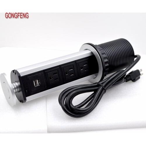 GONGFENG 1PCS NEW Hot sell USA Standard Socket Office Hidden Desktop outlet vertical Socket with USB Socket Special Wholesale