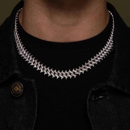 Iced Out bling 5A cz pave Rivets spike cuban miami link chain Necklaces for men boy hip hop necklace jewelry for party drop ship
