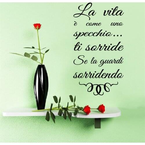 Italian Inspirational Life Quote Wall Sticker Italy Wall Art Design Decals Murals Living Room Bedroom Home Decor Poster