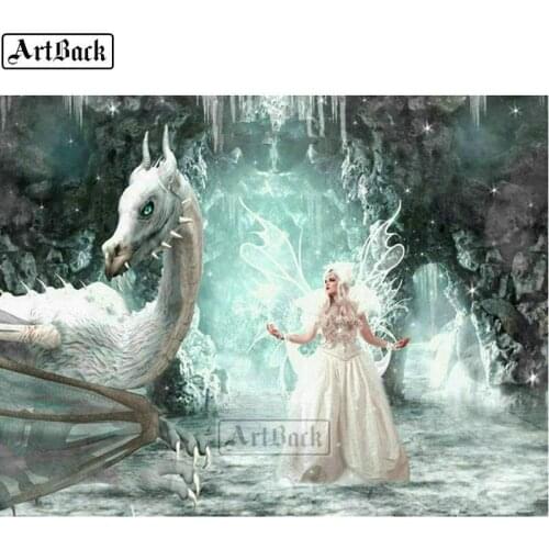 ARTBACK Diamond Mosaic Dragon Girl 5d Diy Diamond Painting Fairy Square 3d Diamond Embroidery Sewing Art Home Decoration