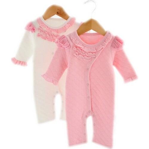 2Pcs Newborn Infant Baby Girl Rompers Thick Cotton Baby Clothing Long Sleeve Baby Body Suit Kids Baby Clothes KF247