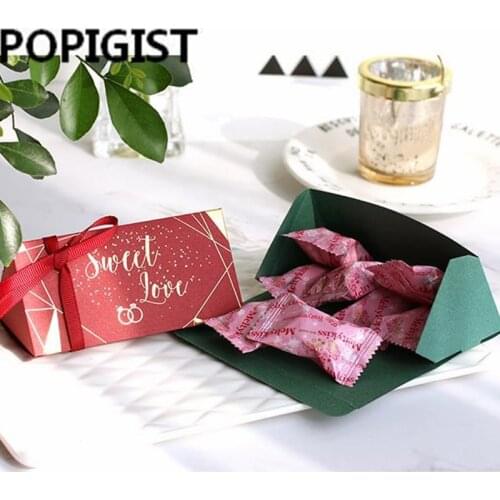 Red/Green Creative Romantic Love Wedding Favors Candy Boxes Bomboniera Chocolate Box Wedding Party Gift Box baby shower supply