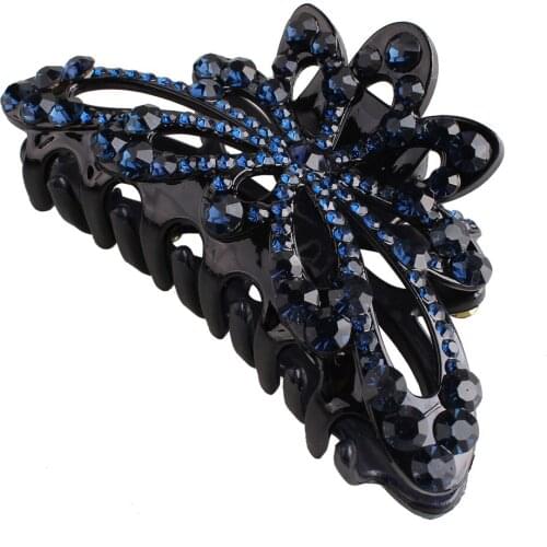 Colorful Vintage Hair Claws Elegant Shiny Rhinestone Hairpin Clips Crab Women Ladies Hair Accessories Crystal Headwear