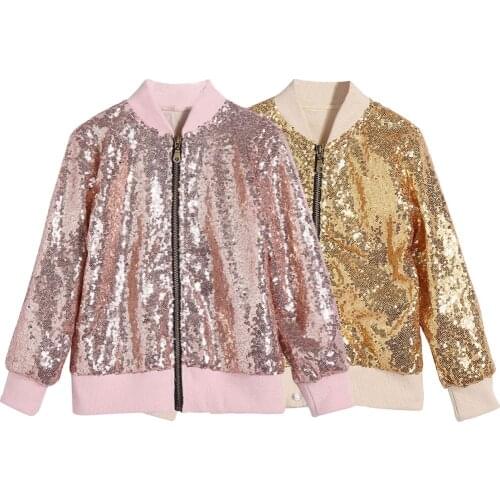 Kids Girls Jazz Sequins Jacket Hip-hop Dance Stage Performance Casual Wear 5 Colors Coat