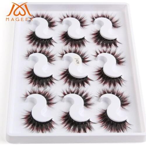 MAGEFY 9 Pairs/box Colorful False Eyelashes Blue Orange Black Faux 3d Mink Eye Lashes Extension Volume Lashes Beauty Makeup