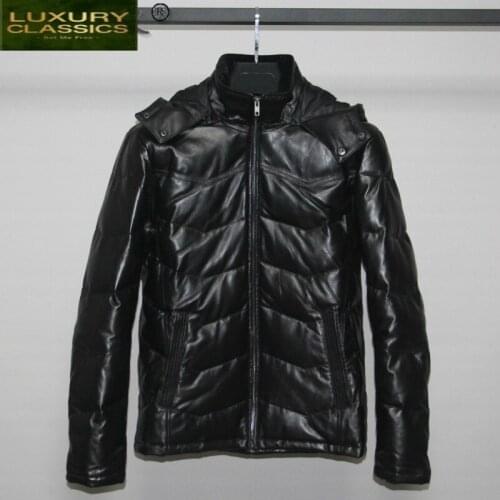 Winter 100% Real Sheepskin Duck Down Coat Mens Clothing 2021 Natural Genuine Leather Jacket Men Motorcycle Chaqueta LW43