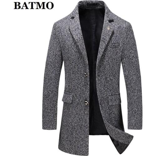 BATMO 2019 new arrival autumn high quality wool trench coat men,mens wool jackets plus-size M-5XL F16