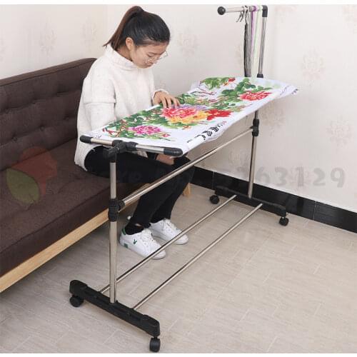 Stainless Steel Cross Stitch Frame tool Adjustable Chinese Cross Stitch Embroidery Floor Stand & Clothes Hanger stand Household