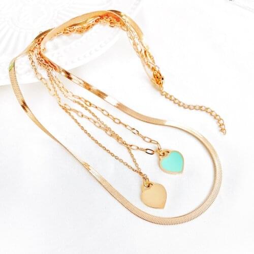 New Arrival Love Double Heart Enamel Ladie FOREVER LOVE Stainless Steel Necklace Drift Bottles Jewelry Wholesale Gift For Women
