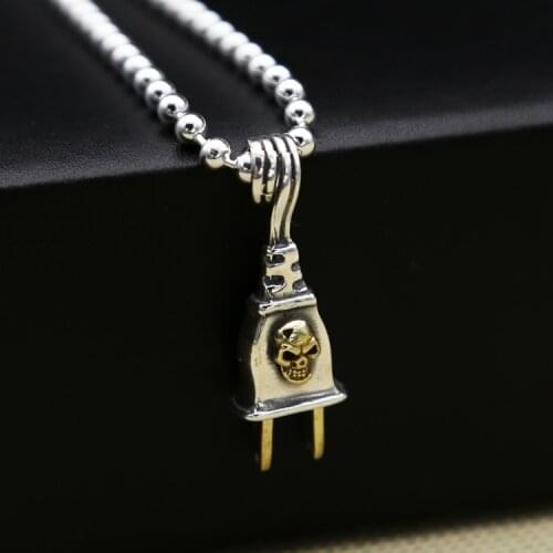 Wholesale S925 Sterling Silver Jewelry Korean Creative Copper Inlay Retro Pop Pendant Pendant Fashion Sweater Chain Pendant