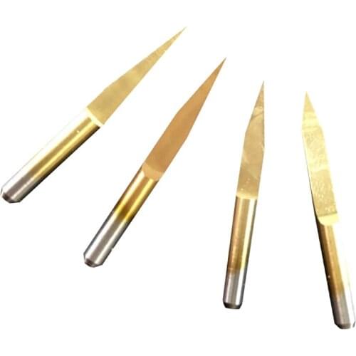 3.175mm titanium-plated flat-bottomed sharp knife, woodworking carving knife, CNC engraving flat-bottom sharp knife