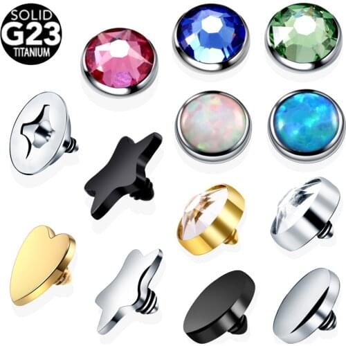10pcs/lot Titanium Micro Dermal Piercings Threading Skin Diver Dermal Anchor Crystal Top Piercings Hide in Surface Body Jewelry