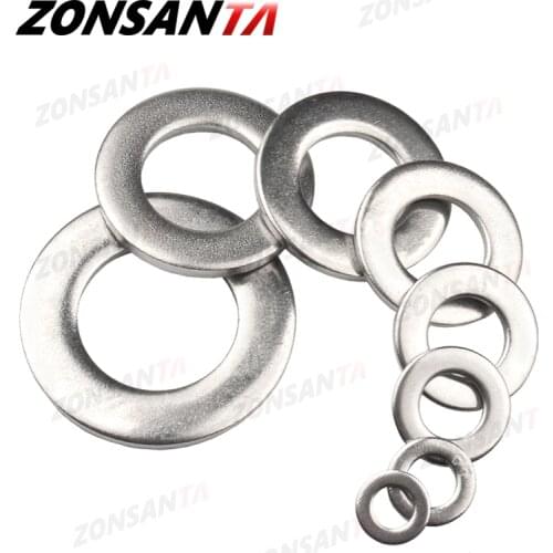 ZONSANTA Flat Washer M2 M2.5 M3 M4 M5 M6 M8 M10 M12 M14 M16 304 Stainless Steel Meson Washers Plain Washer Gaskets Spacer Shim