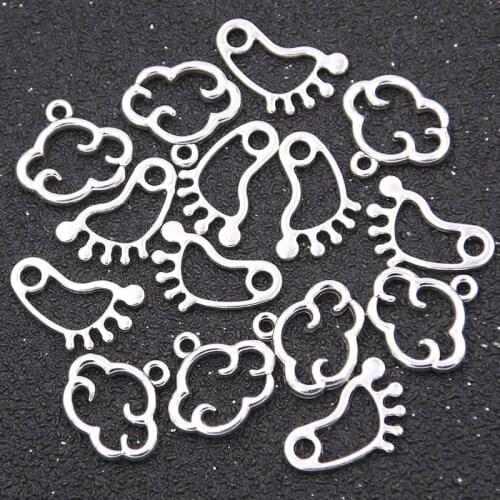 60Pcs 2 Styles Charms Feet Clouds Pendants Decoration Vintage For DIY HandmadeJewelry Making Findings