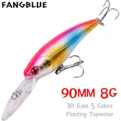 FANGBLUE Minnow Fishing Lure 8g 90mm Long Tongue Wobblers Artificial Hard Bait 3D Eyes Treble Hooks For Carp Fishing Tackle