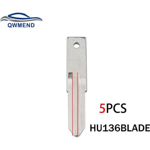 BHKEY 5PCS HU136 Blade Uncut Car Key Blade for Peugeot Renault Citroen Replacement Blade HU136