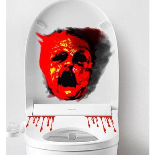 Halloween Horror Face Blood Handprint Holiday Self-Adhesive Wall Stickers Bathroom Toilet Toilet Stickers Creative Wall Stickers