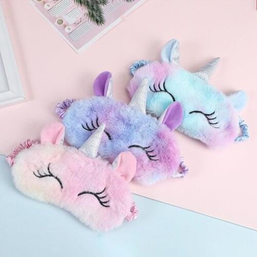 Cute Plush Unicorn Blackout Eye Mask Teenage Cartoon Student Sleeping Blindfold Eye Mask Blackout Eye Mask For Kid Children Gift