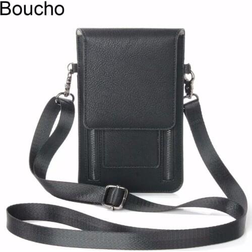Boucho 6.3 inch Universal Shoulder Bag for iPhone X 8 Plus Card Pocket Case for Samsung Galaxy S9 Plus MEGA Pouch for Tablet