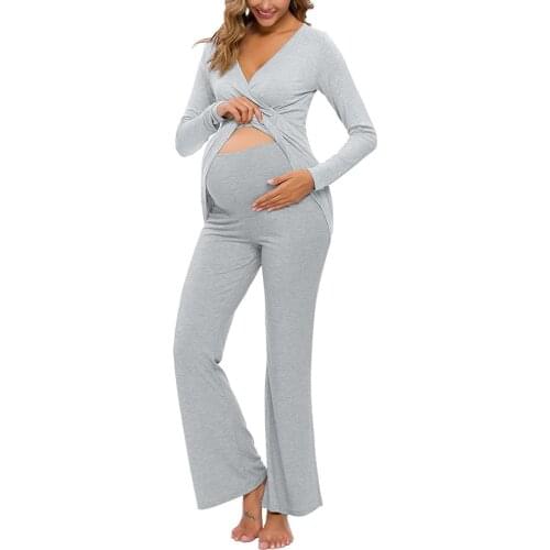 Spring Maternity Clothes Womens Nursing Nightgown Pregnancy Dress Splice Maternity Dress Pajamas Nursing pajamas for pregnant