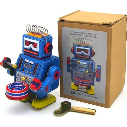 Vintage Clockwork Wind Up Robot Toys Kids Children Reminiscence Collectible Tin Toys Fun Toys Gift