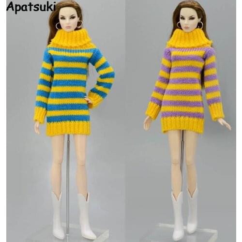 High Quality Knitted Woven Tops Clothes Striped Sweater For Barbie Doll Clothes For Blythe Doll Gifts 1/6 Doll Accessories Toy