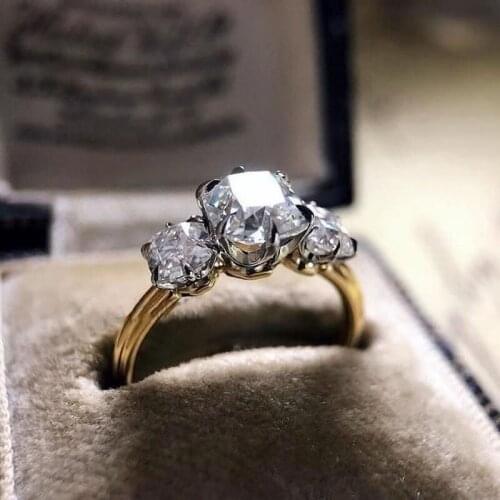 Vintage Gold Color Square Zircon Engagement Rings For Women Trendy Female Bride Jewelry Wedding Party Valentine Gifts 2021 New