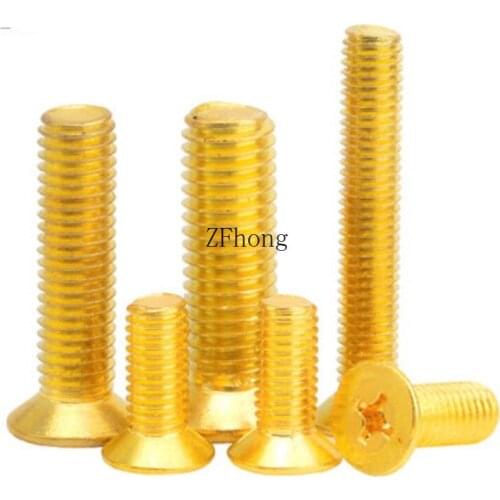 10-50pcs M2 M2.5 M3 M4 M5 M6 Brass Flat Head Machine Screws Brass Countersunk Head machine screws