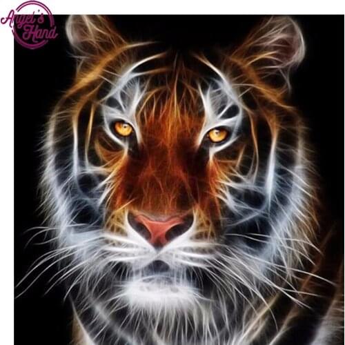 5D DIY Diamond embroidery Black white tiger diamond painting Cross Stitch full square Rhinestone mosaic decoration gift zx