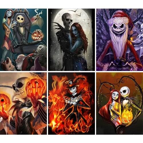 Diamond Painting Cartoon 5D DIY Halloween Christmas Skull Full Square Round Embroidery Landscape Cross Stitch Mosaic Home Decor
