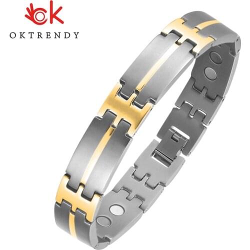 OKtrendy Big Bracelets Stainless Steel Charm Magnetic Bracelet Gold Color Bangle Men Women Jewelry Wrist Gift