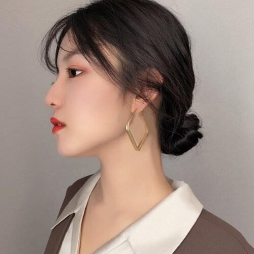 Big Square Earrings No Hole Ear Clips Geometry Metal Clip On Earring Without Piercing Minimalist Earrings Jewelry ER1067