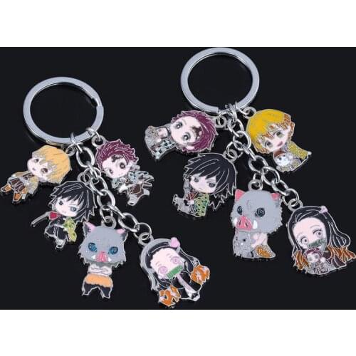 Demon Slayer Anime Kimetsu No Yaiba Keychain Kamado Tanjirou Kamado-Nezuko Tomioka GiyuuCharm Keyring Car Accessories Gift