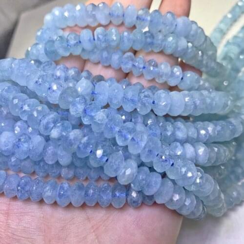 LOOSE BEADS Aquamarine blue Roundelle faceted 8/9mm wholesale for DIY jewelry necklace