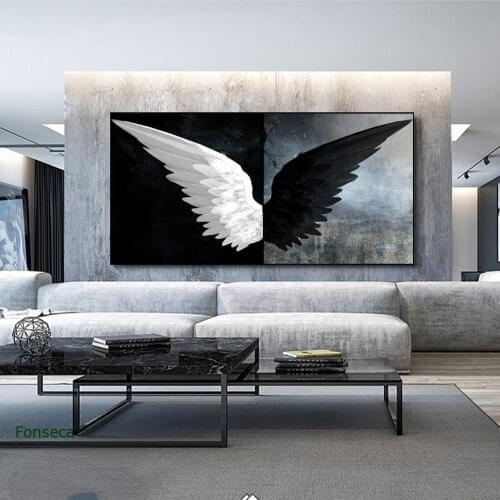 Black And White Angel Wings Canvas Paintings On the Wall Modern Wings Posters And Prints Wall Art Pictures Home Decoration