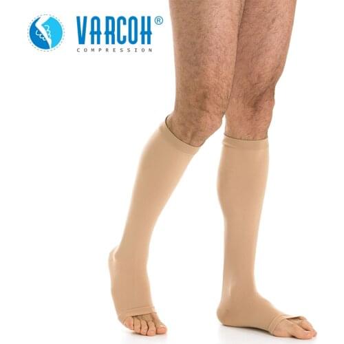 Men Medical Knee High Open Toe Compression Stockings Support 20-30 mmHg Socks Calf Sleeve Hose Pain Varicose Veins Edema Flight