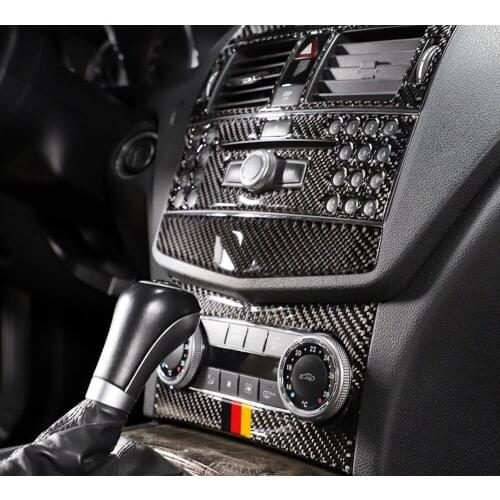 For mercedes C class W204 Carbon fiber Interior Trim Outlet CD Air Conditioning Central control Panel Car stickers and decals