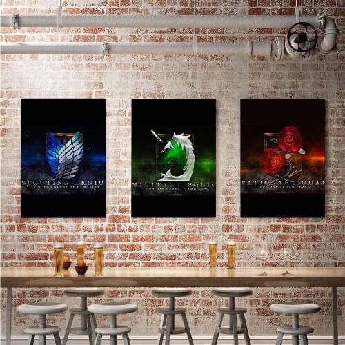 Home Decor Nordic Style Attack On Titan Anime Painting Wall Art Canvas Picture Watercolor Poster Modular