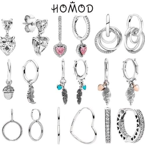 HOMOD Fashion Silver Color Feather Drop Earings For Women Heart-shaped Romantic Love Charm Earing Jewelry Gifts Dropship