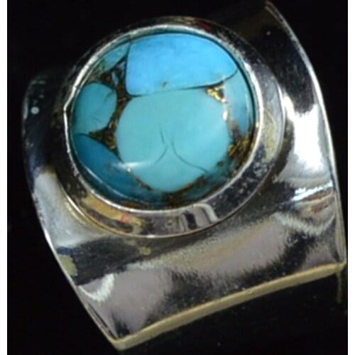 Lovegem Genuine Coper Turquoise Ring 925 Sterling Silver, Size : 6 , AR3858