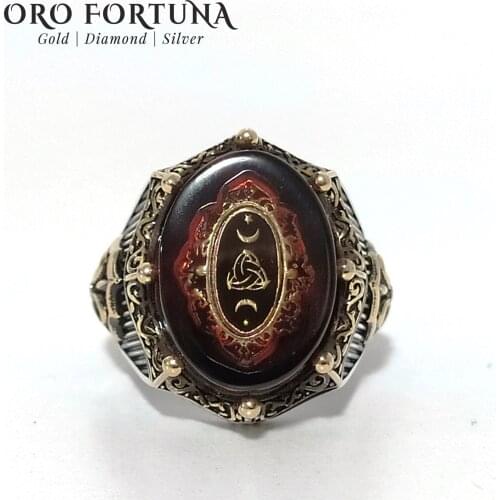 925 sterling Silver Men 'S Ring Maroon Amber Stone Imperial Style Elegant Gift Classy Trendy New 2021 Model Special
