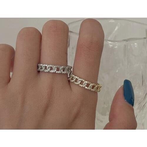 Korean Simple Delicate Zircon Know Metal Chain Ring For Women Gilrs Adjustable Metal Finger Knuckle Rings Jewelry Gifts