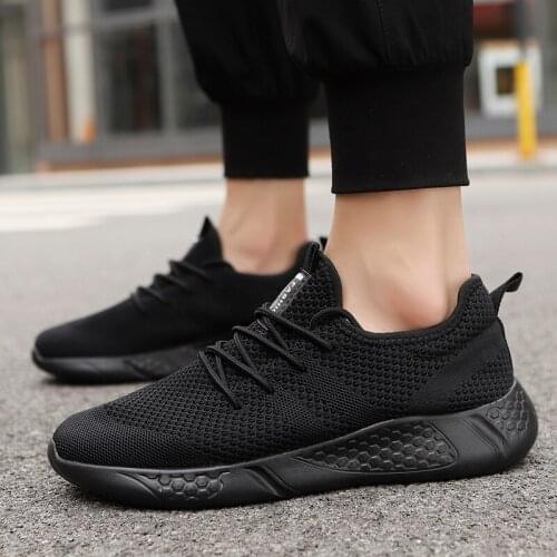 Man Sneakers Mens Shoes Breathable Sneakers Men Lacing Outdoor Jogging Shoes Black Shoes for Men Casual Shoes Men Black