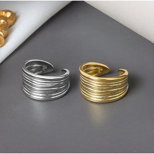 KSRA Vintage Irregular Croissants Rings for Women Chunky Circle Geometric Rings Textured Minimalist Ring Jewelry 2021 New